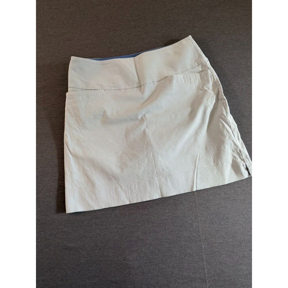 Blue White Pinstripe Golf Tennis Skort Pull-On Stretch Pockets Size M